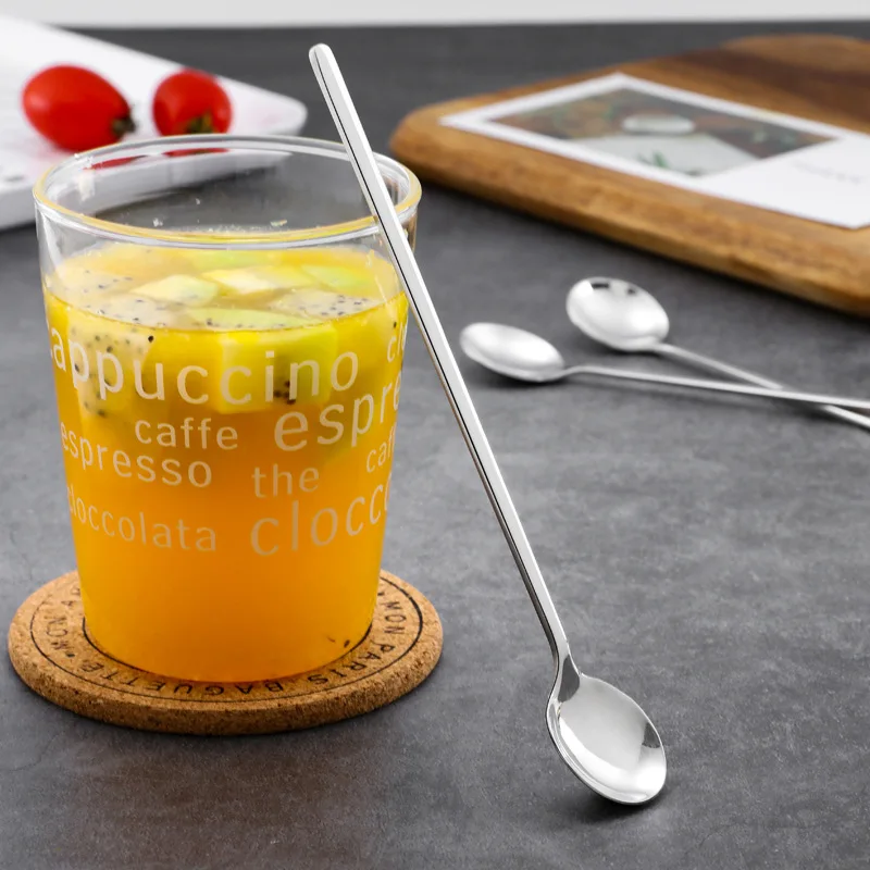 Stainless Steel Spoon Tea Spoon 304 Stainless Steel Long Handled Mixing Spoon Coffee Ice Cream Dessert Tea Spoon Cutlery For Kitchen Bar Kitchen Accessories