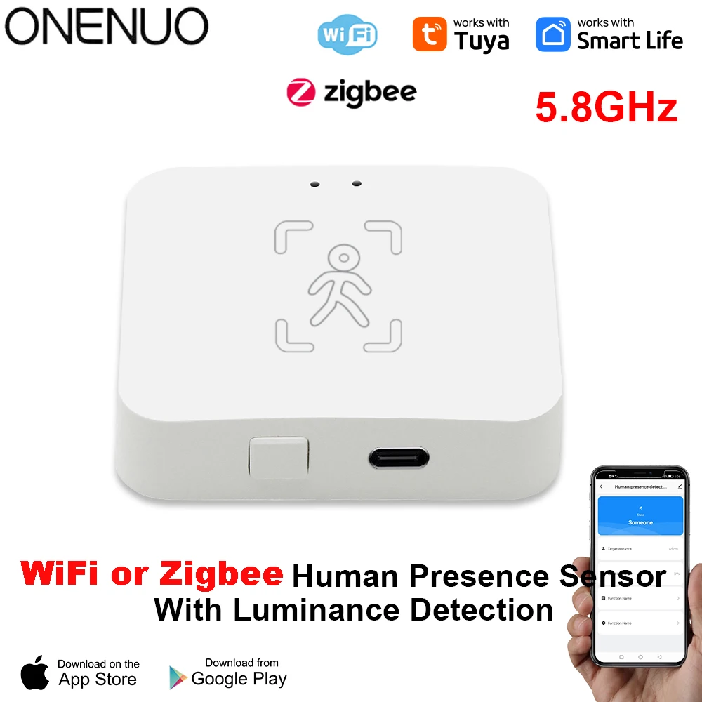 Human Presence Sensor Tuya WiFi or Zigbee MmWave Radar Detector With Luminance Sensor For Smart Home replace PIR