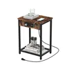 Nightstand with Charging Station Bedroom End Side Table with USB Ports  outlets Modern Record Player Stand 2-Tier Bedside Table 6