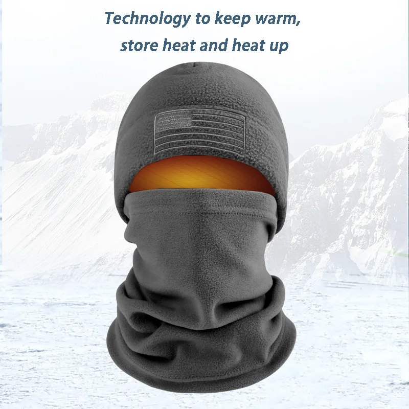 Tactical Fleece Hat&Scarf Set Thermal Head Cover Winter Warm Balaclava Face Mask Sports Cycling Bonnet Neck Protector 4