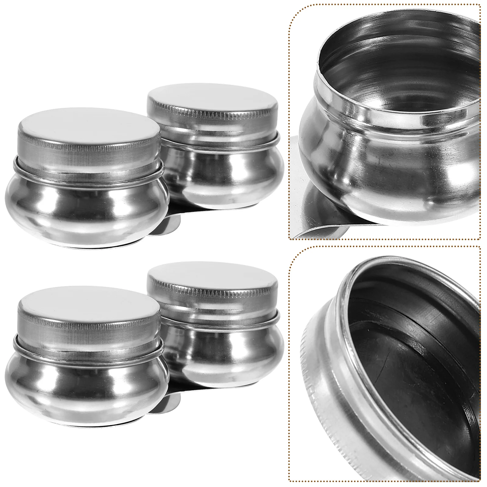 

2 Pcs Stainless Steel Oil Paint Mixing Pot Drawing Supplies Professional Palettes Cup Brush Lid Design with Color