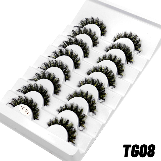 5/8pairs Colored Eyelashes Wispy Mink Lashes Natural Fluffy Cat Eye Lashes Strip 5D False Eyelashes Eyelash Extension