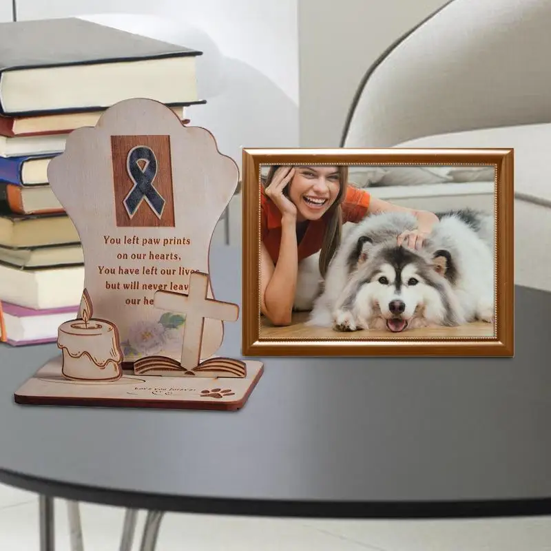 Pet Memorial Altar Decorations Wooden Grave Ornament Dog And Cat Remembrance Altar Decorations For Home Patio Grave Yard