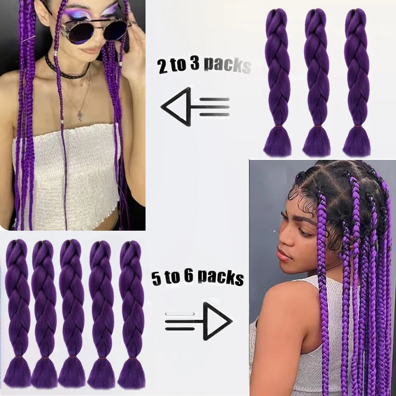 Women'S Purple Braided Wig - Heat-Resistant Synthetic Hair Extension with Voluminous Braid, Look for Everyday  Special Occasions