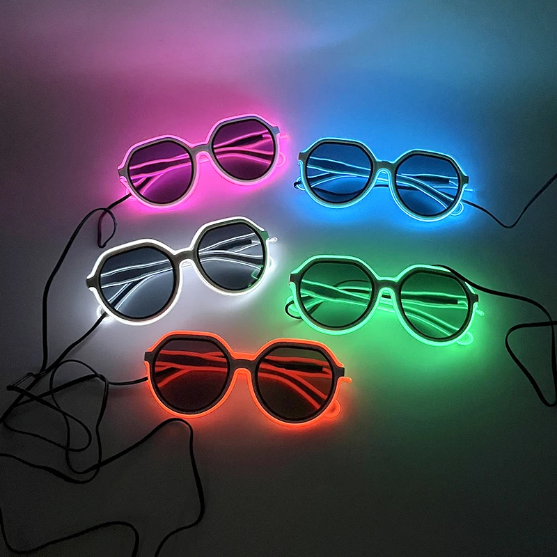 

Vintage Luminous LED Sunglasses Glowing Glasses With Light Fluorescent Birthday Party Decor Neon Glasses For Men Women Supplies