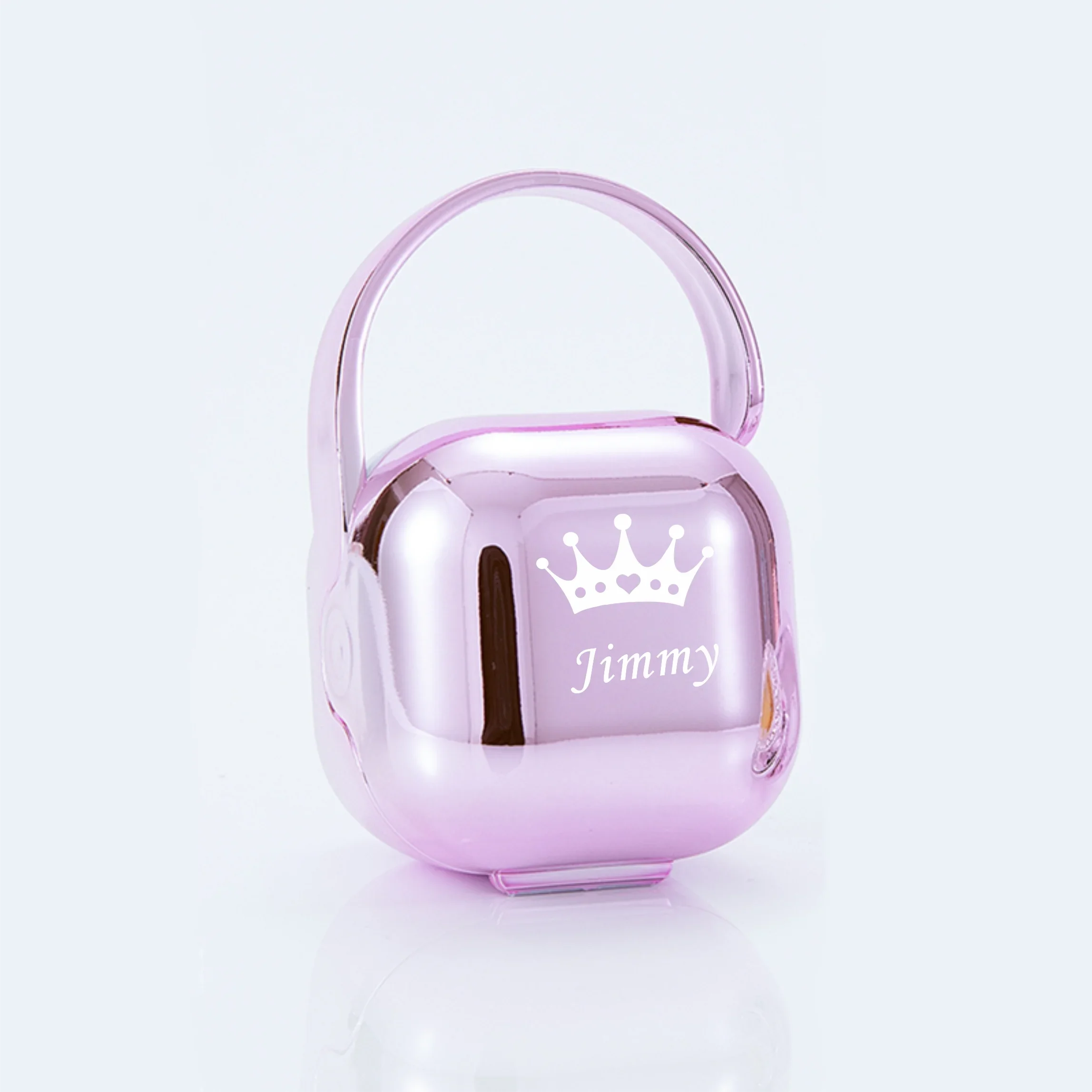 MIYOCAR personalized silver Metallic bling pacifier box and pacifier clip BPA free dummy Luxury baby shower gift 5