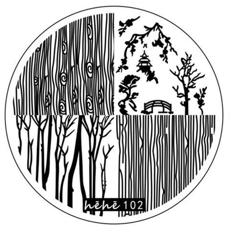 Chinese Style Architecture Stamping Plates Cloud Nail Stamp Stencil Templates Written Word Image Bamboo Nail Art Plates Mountain 3