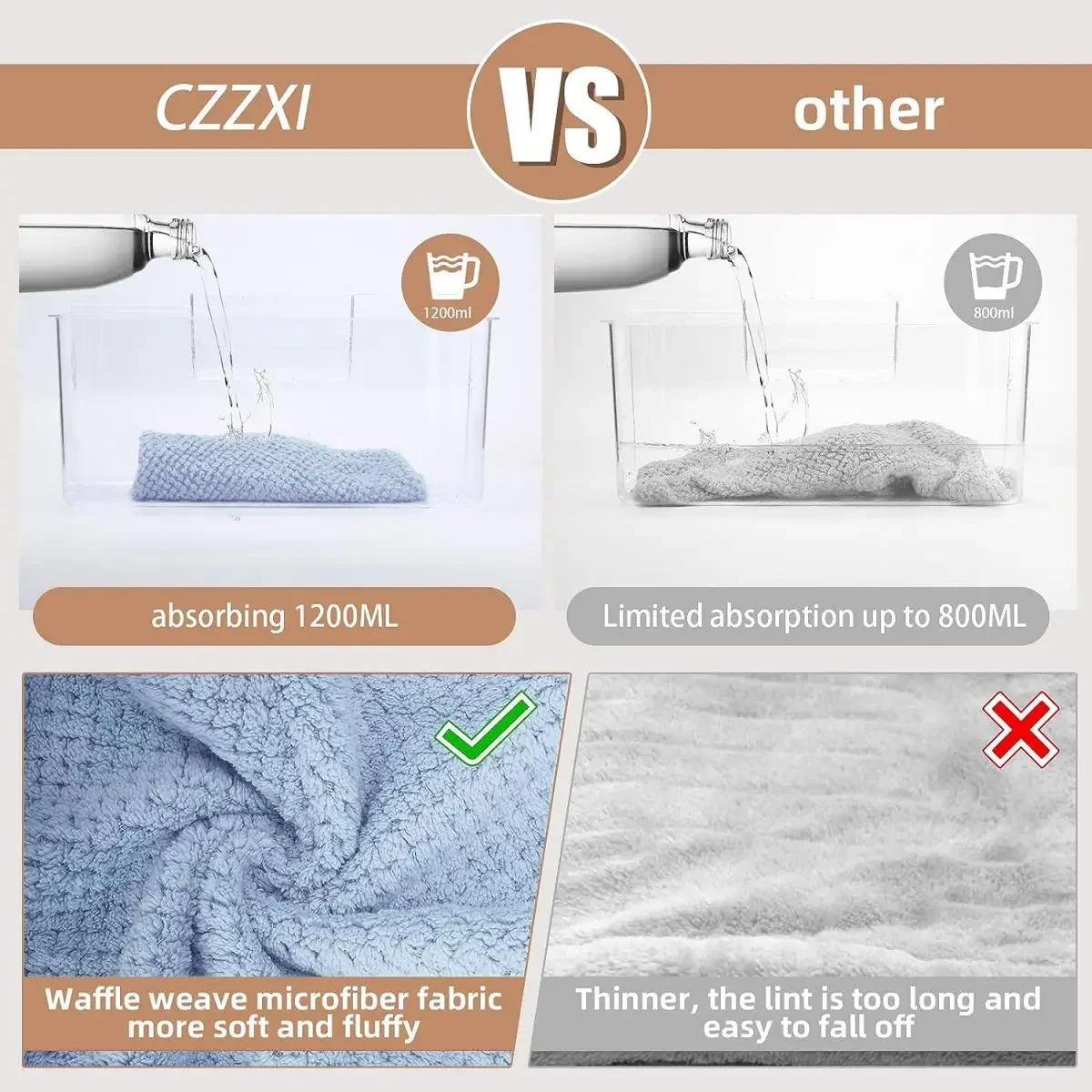 Large Hair Drying Towel Solid Color Water Absorbent Microfiber Wrap with Elastic Strap Soft Quick Drying Towel for Hair