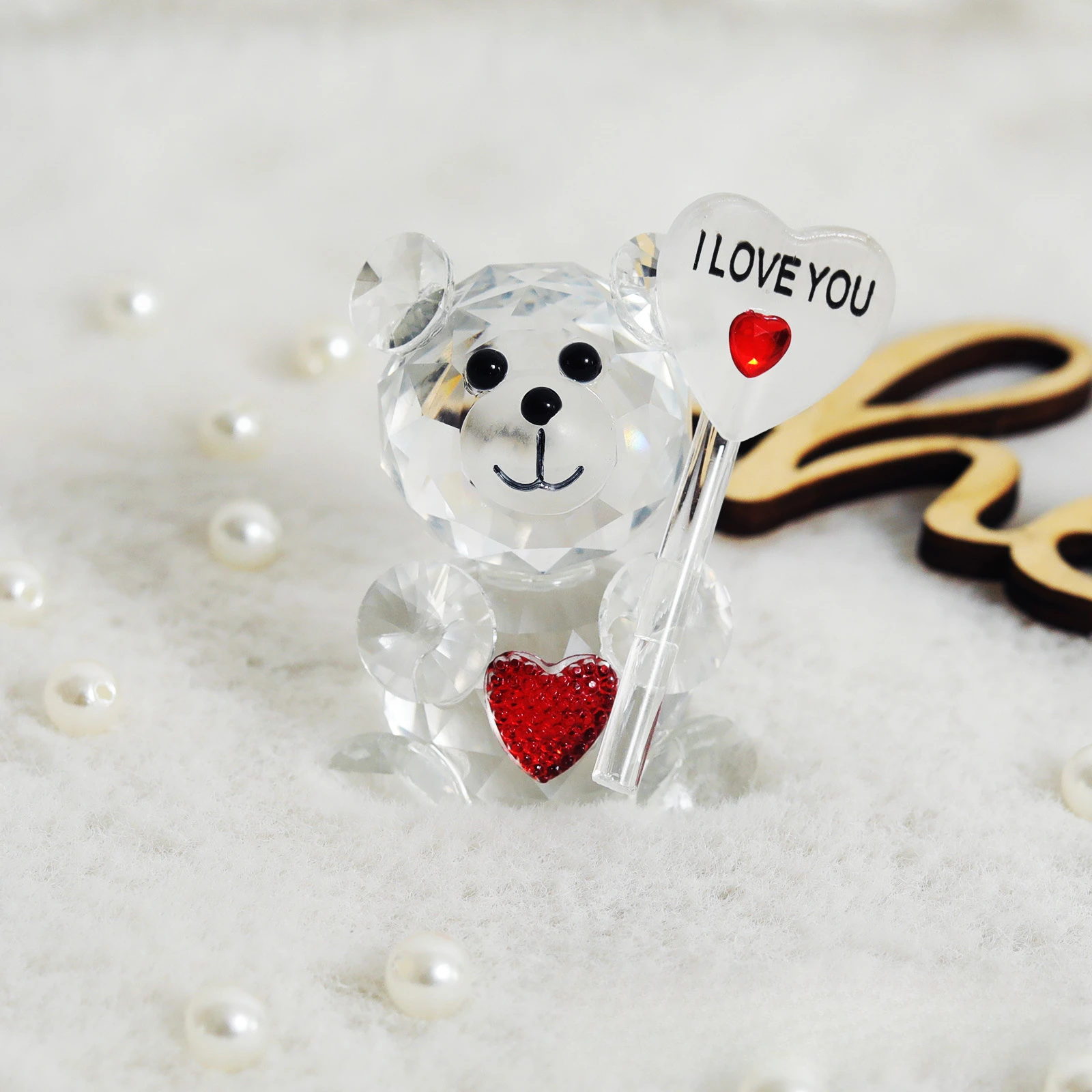 Valentines Day Gift I Love You Crystal Bear Artificial Rose Flowers Teacher Mothers Day Wedding Birthday Party Gifts for guests