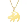 Classic Animated Movie Series Necklace Fashion Simple Gold Color Lion Shape Stainless Steel Dangle Necklace Women Jewelry Gifts 3