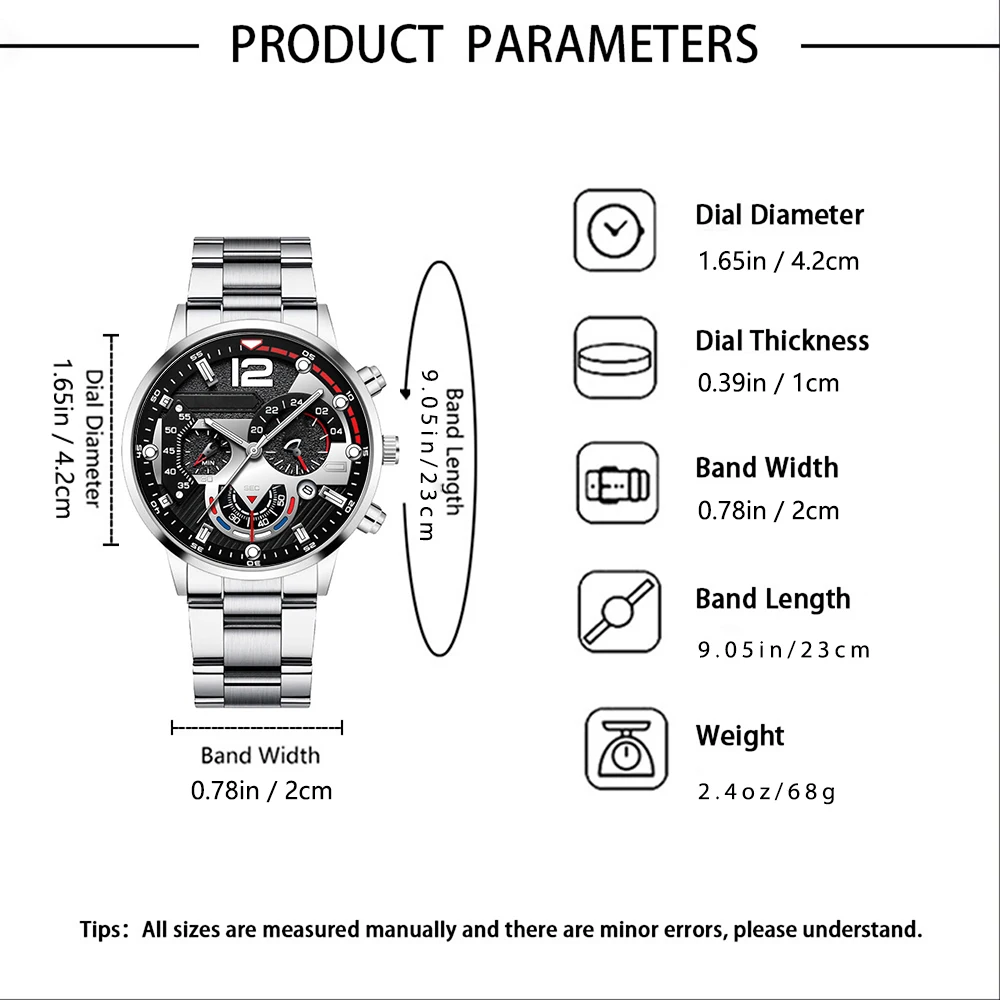 4pcs men's fashionable all-match handsome watch set birthday and holiday gift 3