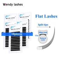 Wendy 10pcs Ellipse Flat Lashes Wholesale Individual Lashes Split-tips Eyelash Extension Soft Natural Flat Lash Makeup Supplies 1