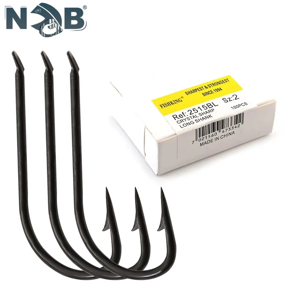 NGB 100PCS SHARP LONG SHANK 2515BL High Carbon Stahl Angelhaken Karpfen Angeln Zubehör Weicher Köder Jig Kopf angelhaken Set