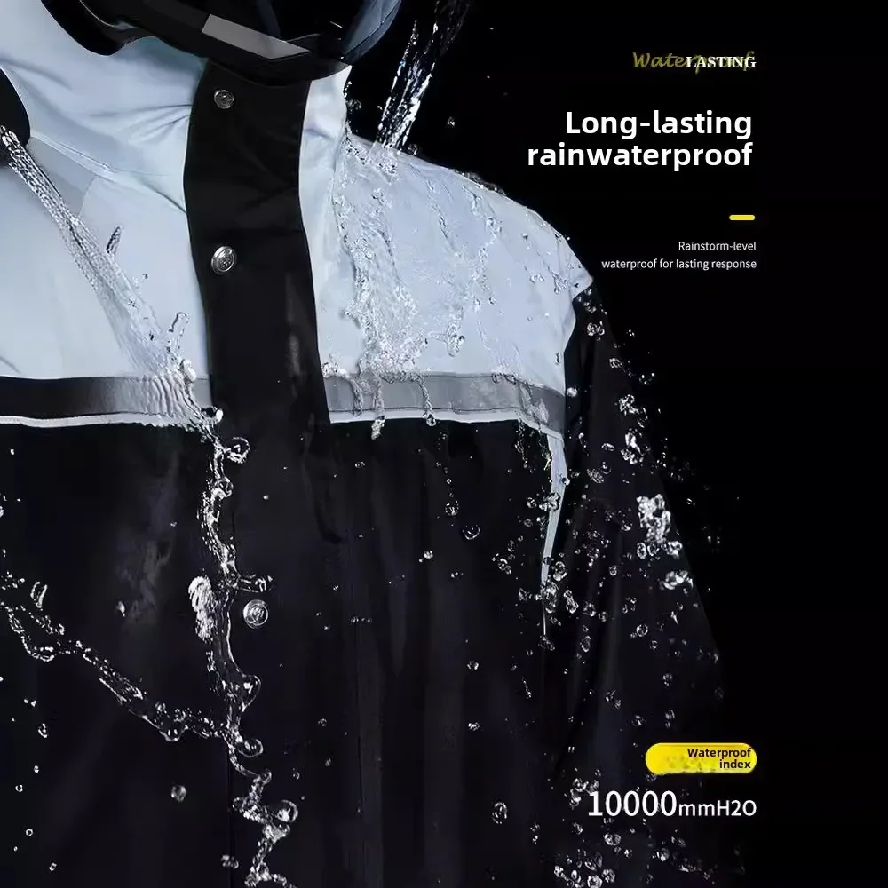 Men's Waterproof Riding Motorcycle Raincoat Fashion Thickened Split Rainwear Color Matching Sports Fishing Riding Raincoat Suit