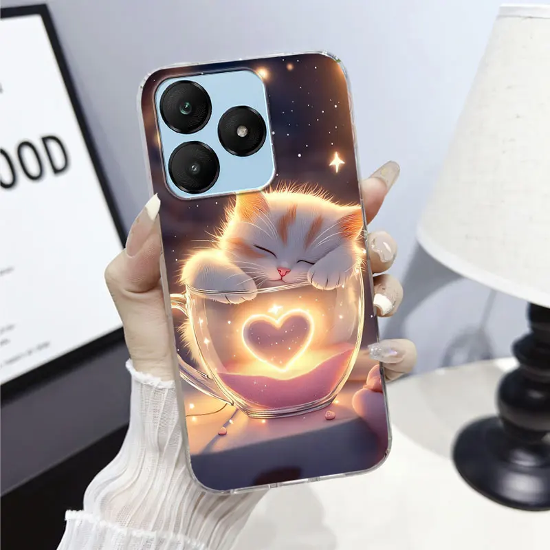 Charming Cartoon Floral Cat Protective Phone Case - Soft Silicone Marble Design Cover