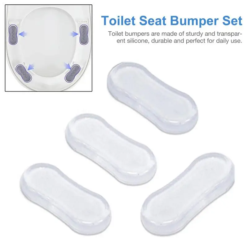 Toilet Lid Rubber Pads Silicone Toilet Seat Bumpers 4pcs Seat Bumper Replacement Kit With Strong Adhesive For Hotels toilet seat accessories