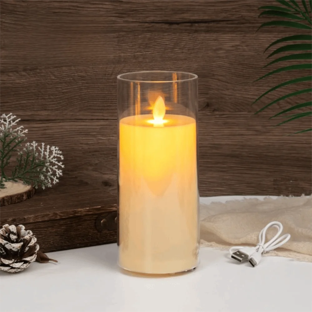 Rechargeable LED Flameless Candles Realistic Flickering with Remote Control Electronic Candles Soft Light Swinging Head