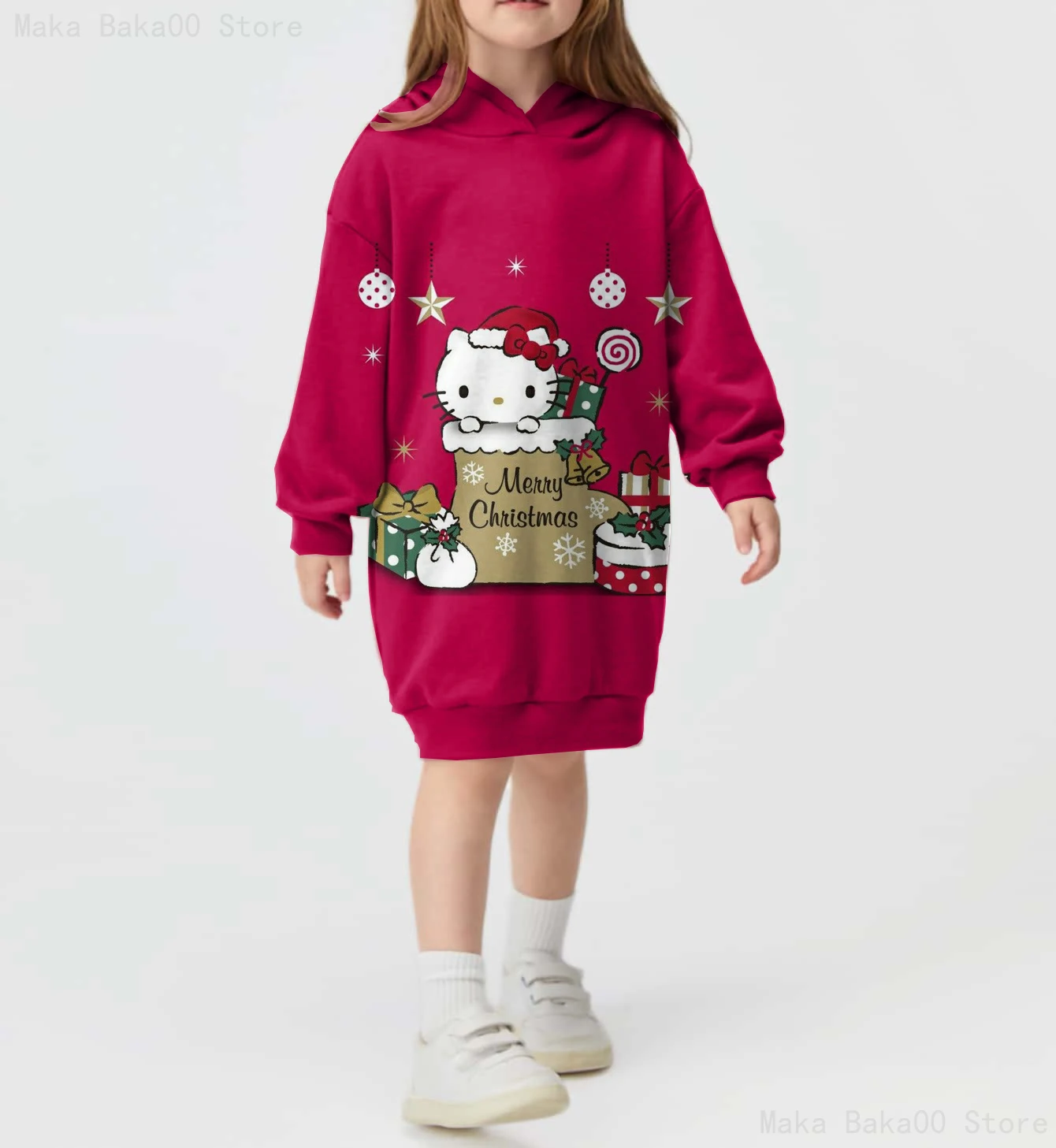 

Teen Street Style Casual Sweet Cartoon Pullover Sweatshirt Clothing Printed Hoodie Sweater Dress HelloKitty Party Clothing Top