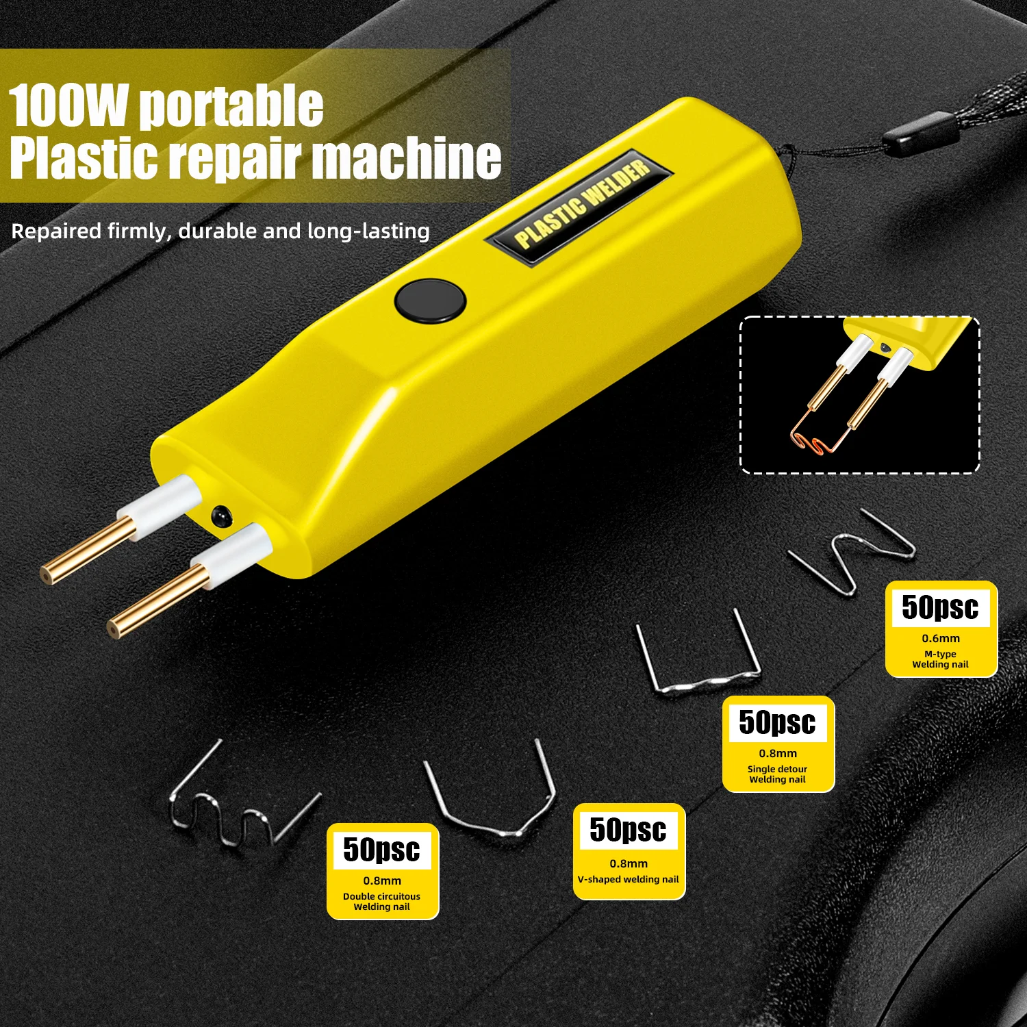 100W Plastic Welder 2 In 1 Plastic Welding Kit Portable MINI Hot Plastic Crack Repair Tool Repair Automobile Bumper Welding Nail 2