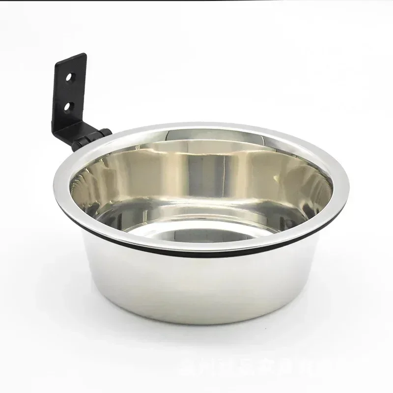 Wall Mounted Pet Bowl Stationary Dog Cage Bowl Stainless Steel Dog Cat Hanging Bowls Durable Puppy Kitten Feeder Water Food Bowl