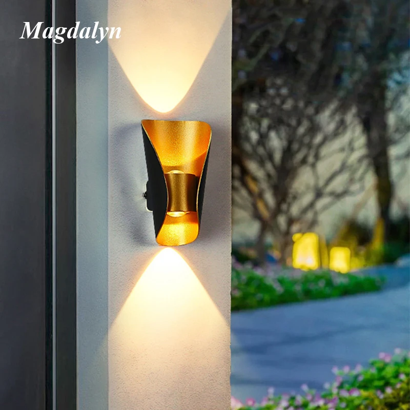 Magdalyn Exterior Modern Wall Lamp Waterproof Hotel Patio Sconce IP65 Up Down Bright Led Home Decoration Internal Aluminum Light teamson home outdoor rattan patio lounge chair with pull out ottoman and cushions brown white garden bench patio furniture