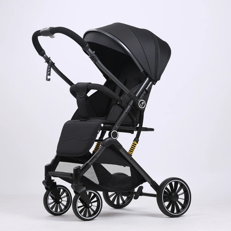 Two-way Stroller Lightweight Baby Carriage High View Newborn Can Sit or Lie Down Foldable with One Click