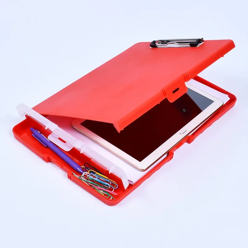 1PC Plastic Storage Clipboard File Box Case Document File Folders Clipboard Writing Pad Stationery School Office Supplies