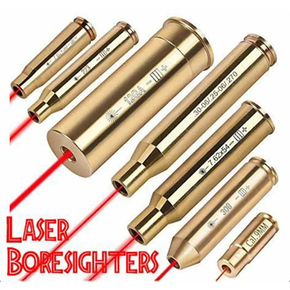 Tactical Laser Bore Sight 9mm .22 22LR .177 Bullet Boresighter Caliber 12GA .223 223rem .308 5.45x39 9x19mm Sight Snap Caps Laser Sight Red Dot Laser Sight Laser Bore Sight Snap Caps