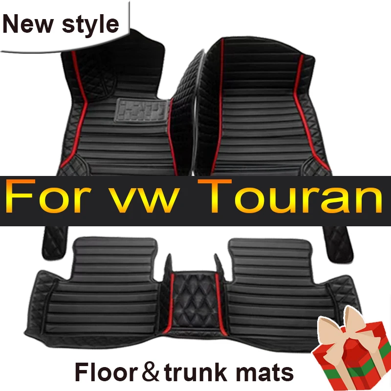 

Leather Car Floor mats for vw Touran 2015 2014 2013 2012 2011 2009 2008 2007 2006 Carpets Rugs Pads Interior Parts Accessories