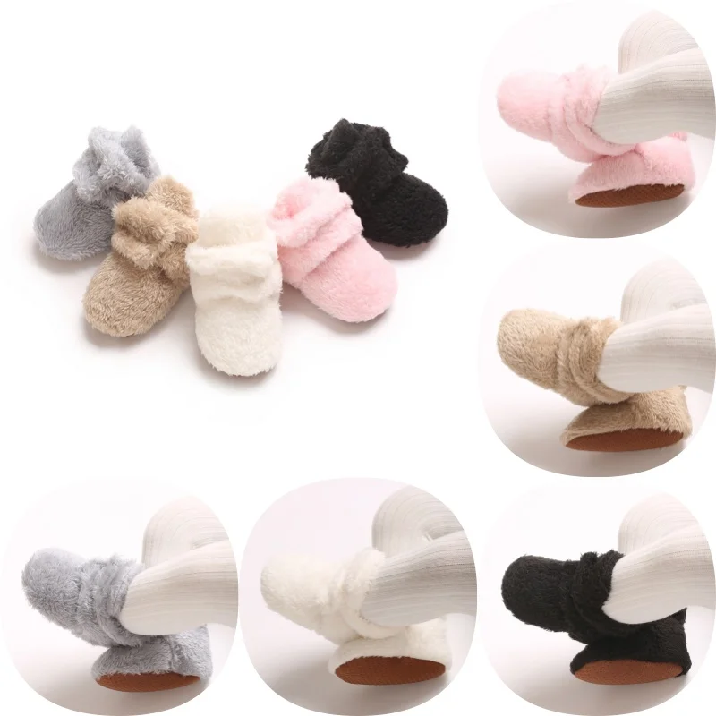 New 0-18M Freshman Socks and Shoes Winter Boys' and Girls' Walking Boots Cotton Comfortable Soft Anti slip Warm Baby Boots