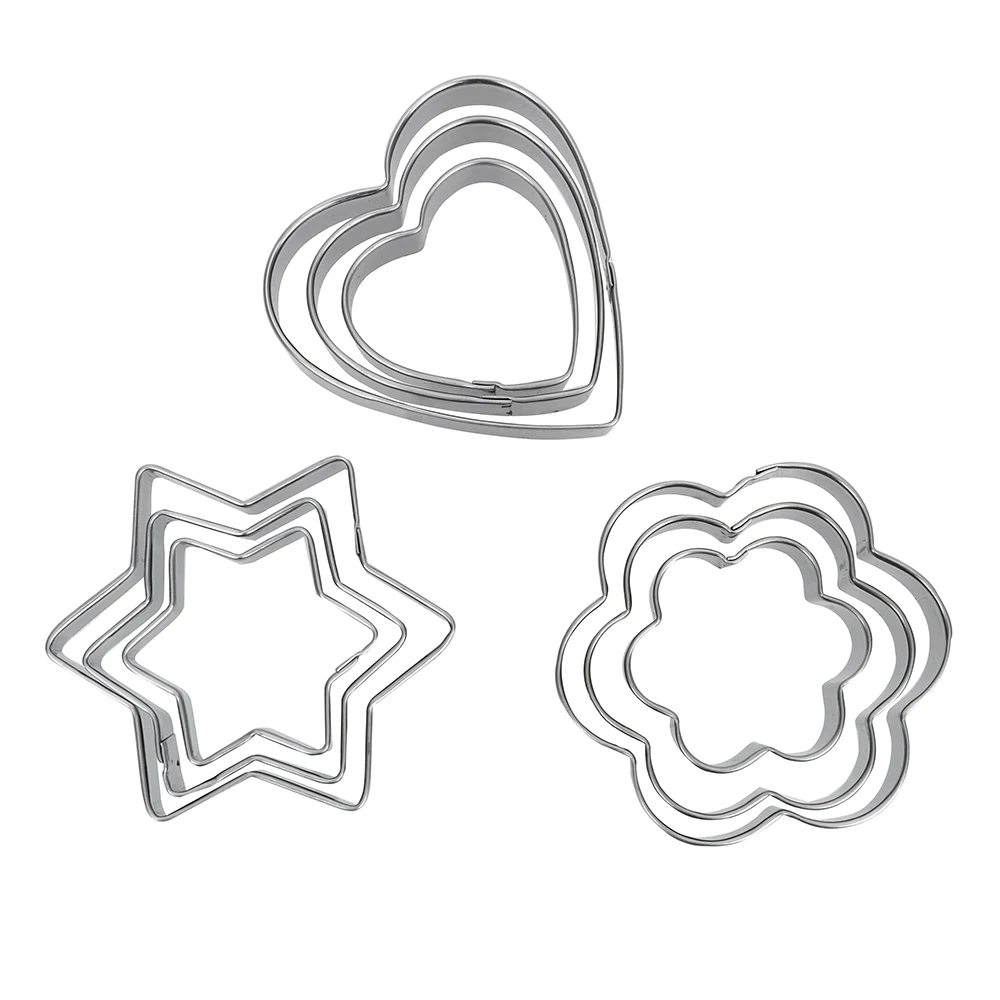 Star Heart Flower Cutter Baking Mould Biscuit DIY Mold Cookie Cutter Stainless Steel 3pcs/set Egg cookie cutter baking mold cookie mould