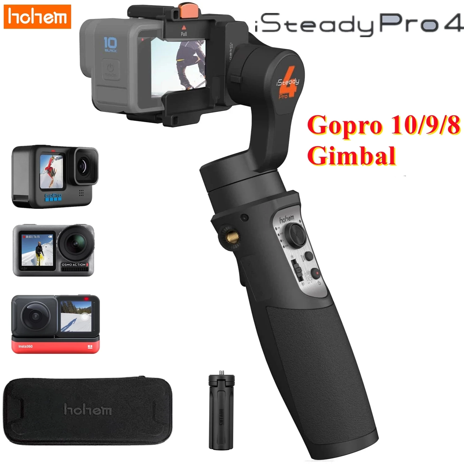 

Подвесной 3-осевой стабилизатор для экшн-камеры Gopro 10/9/8/7/6/5/4,OSMO Action,Insta360-Hohem, iSteady Pro 4/Pro 3