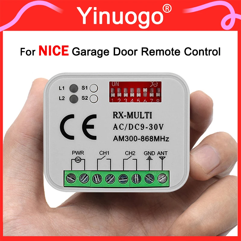 RX-MULTI Receiver Switch Controller AC/DC 9V-30V 300MHz to 868MHz for NICE FLORS FLO2RS FLO4RS INTI1 INTI2 ERA ON2E ON4E ON1E door access control switch