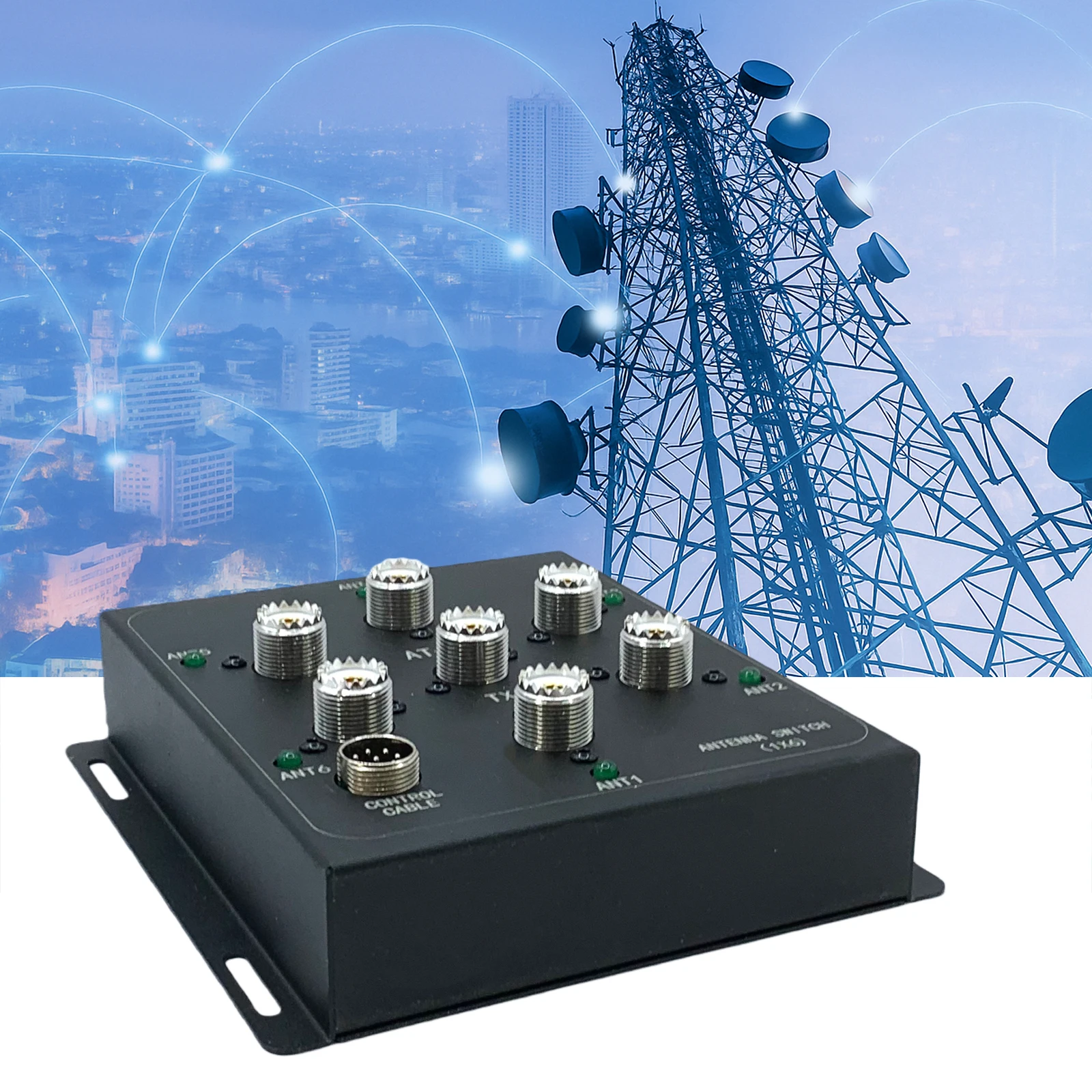 1.8MHz-55MHz AT-16 6방향 안테나 분배기 스위치 동축 원격 안테나 스위치 키트 컨트롤러가 있는 고출력 전송 도구
