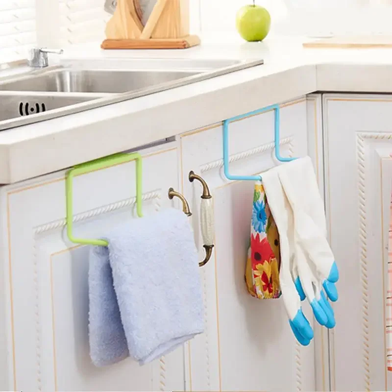1Pcs Plastic Hanging Holder Multifunction Towel Rack Cupboard Cabinet Door Back Home Storage Organizer Kitchen Accessories storage rack towel rack towel holder