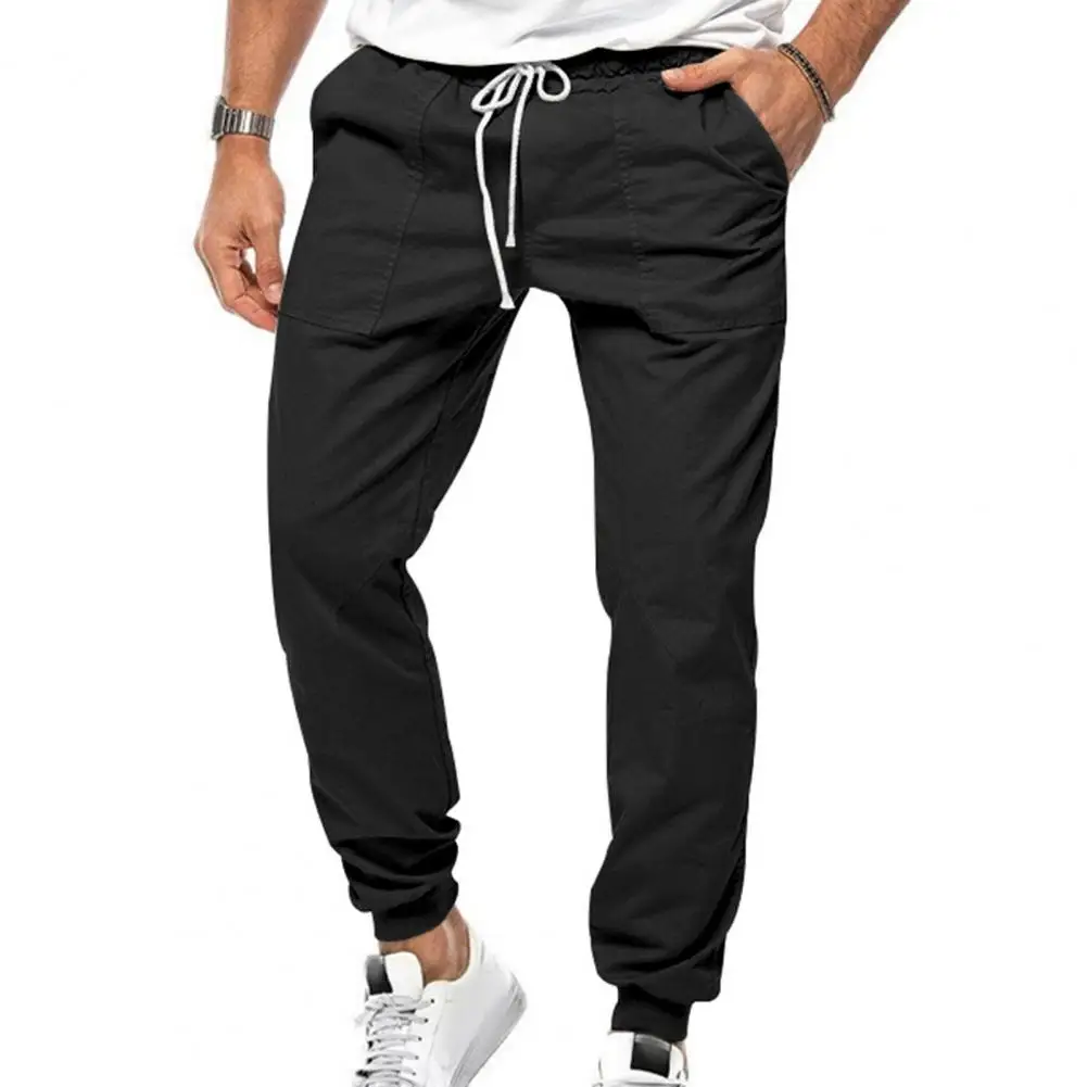 

Men Casual Pants Elatsic Waist Drawstring Solid Color Ankle-banded Jogger Pants Outdoor Trousers for men pantalones hombre