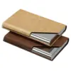 2Pcs Business Card Holder PU Leather Flip Slim Name Cards Protector Case for Women Men Fashion Business ID Credit Card Holder 1