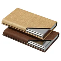 2Pcs Business Card Holder PU Leather Flip Slim Name Cards Protector Case for Women Men Fashion Business ID Credit Card Holder 1