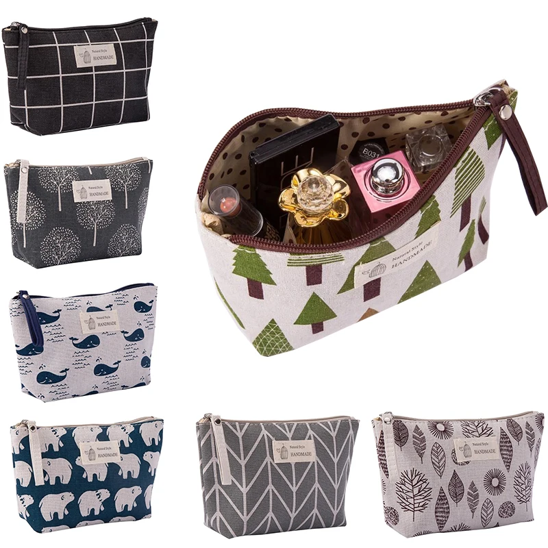 Women Travel Makeup Toiletry Bag Organizer Tree Animal Plant Print Cosmetic Bag Lady Pencil Case Makeup Bag Wash Bags Pouch Kit 2