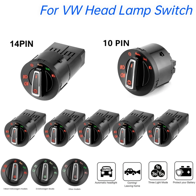 For Vw Auto Headlight Head Lamp Switch Light Sensor Module 14pin/10pin For  Golf Jetta Mk5 6 Tiguan Touran Passat Polo Bora - Switches & Relays -  AliExpress