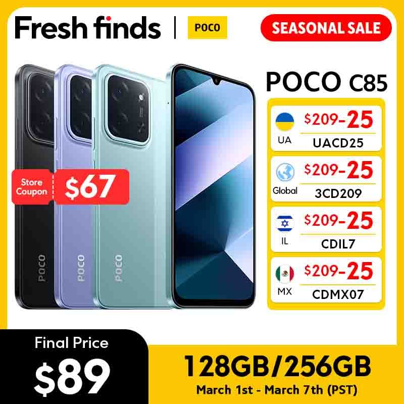  Global Version POCO C85 Mobile Phone NFC 128GB/256GB 6.9" Dot Drop display 6000mAh Helio G81-Ultra 33W