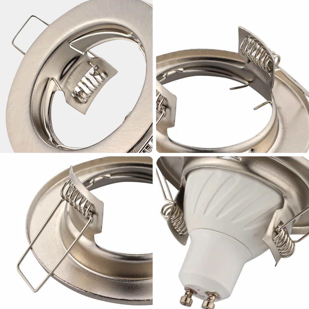 1/10PCS LED 스포트라이트 프레임 조정 가능한 다운라이트 LED 홀더 컷아웃 60mm MR16 GU10 전구 홀더 매립형 LED 스포트라이트
