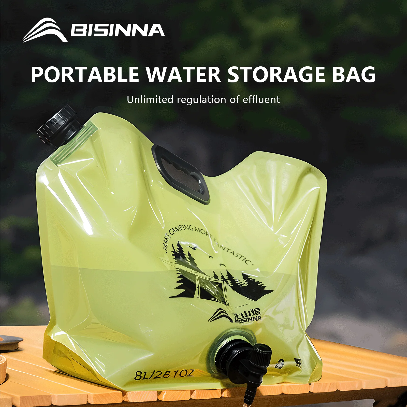 BISINNA Outdoor Mini Folding Water Bag Camping 8L Large Capacity Portable Water Bag Thickened Soft Food Grade Water Storage Bag
