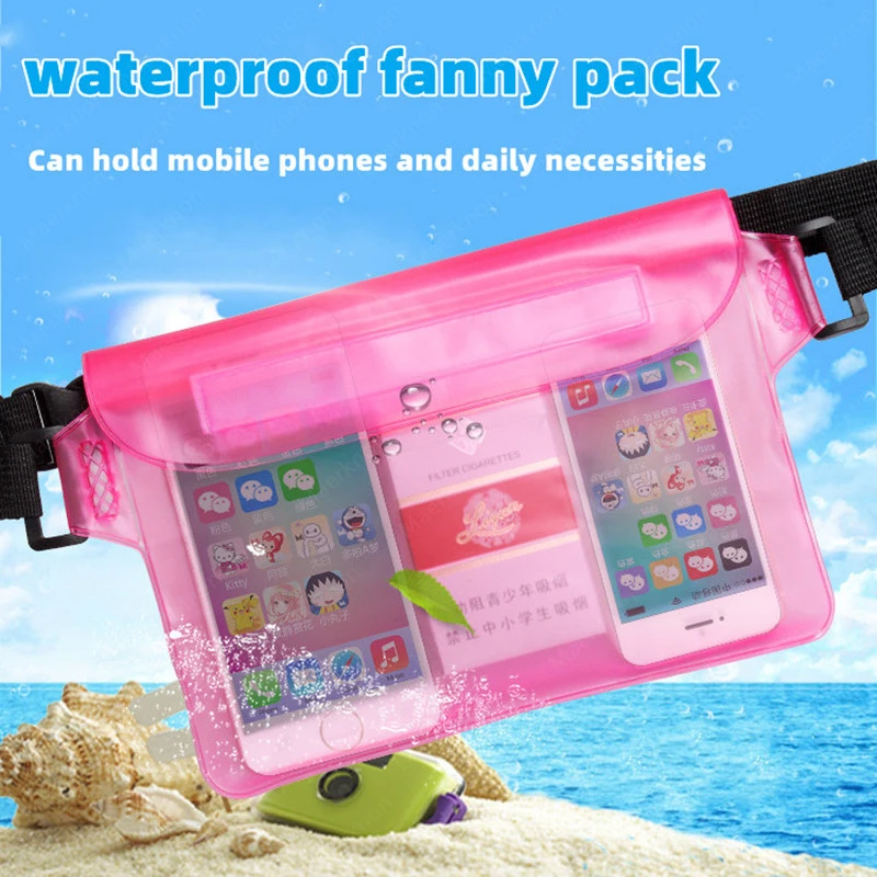 Waterproof Waist Bag Swimming 3-Layer Waterproof Sealing Rafting Diving Bag PVC Beach Bag Underwater Phone Case Dry Shoulder Bag
