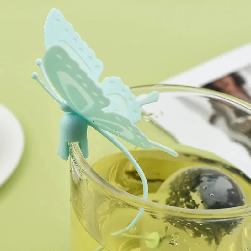 Tea Filter Creative Silicone Household Butterfly Shaped 18.5*5.5cm Three Colors Transparent