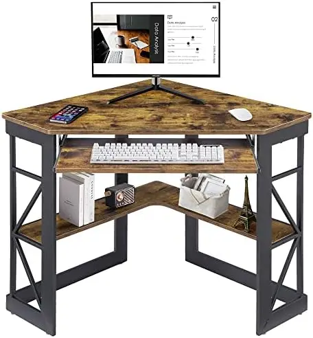 

Computer Desk 41 x 30 inches with Smooth Keyboard & Storage Shelves for Home Office Workstation, Teakwood Brown