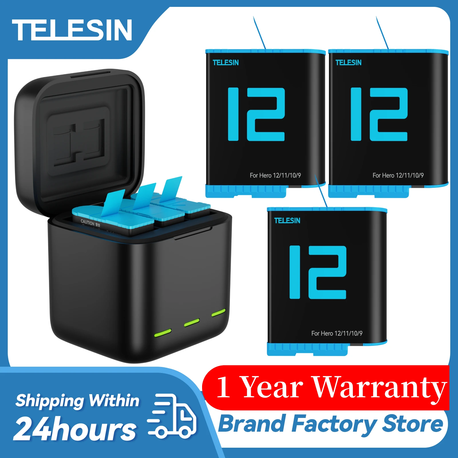 

Аккумуляторная батарея TELESIN, 1750 мАч, для GoPro 12 Hero 11 10