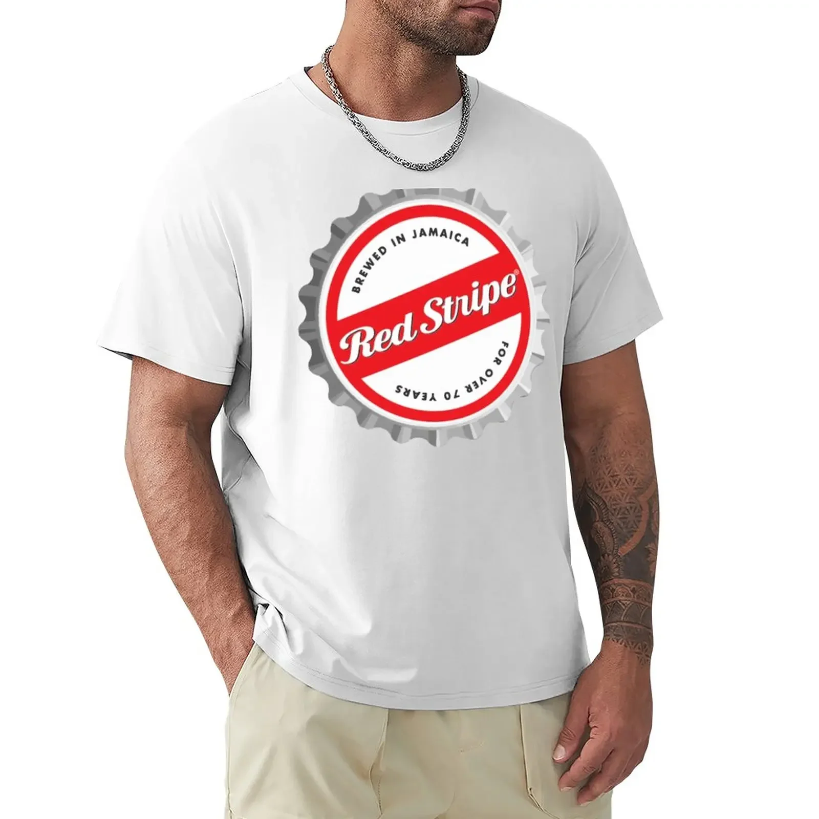 

Red Stripe Bottle Cap T-Shirt graphics shirts graphic tees summer tops plain t shirts men