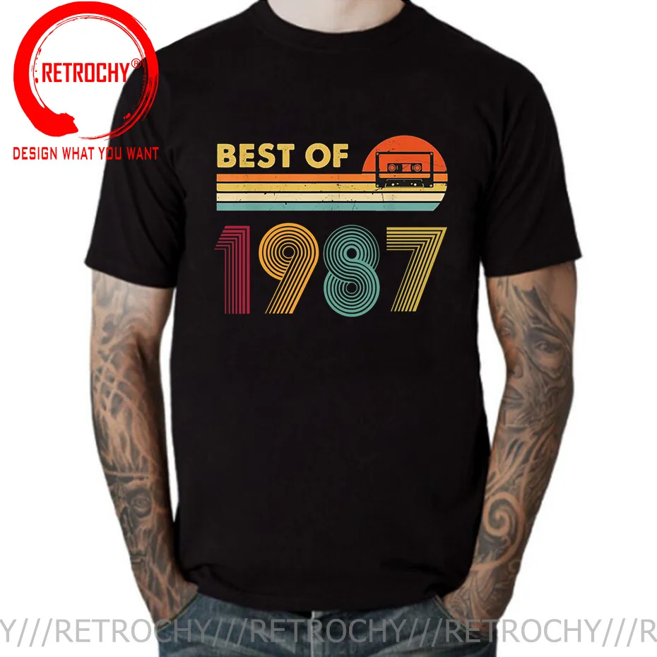 

Mens Funny Born in 1987 T Shirt Fashion Tshirt Best Of 1987 Cassette Vintage Version Brand Tee Shirt Summer Made in 1987 T-shirt