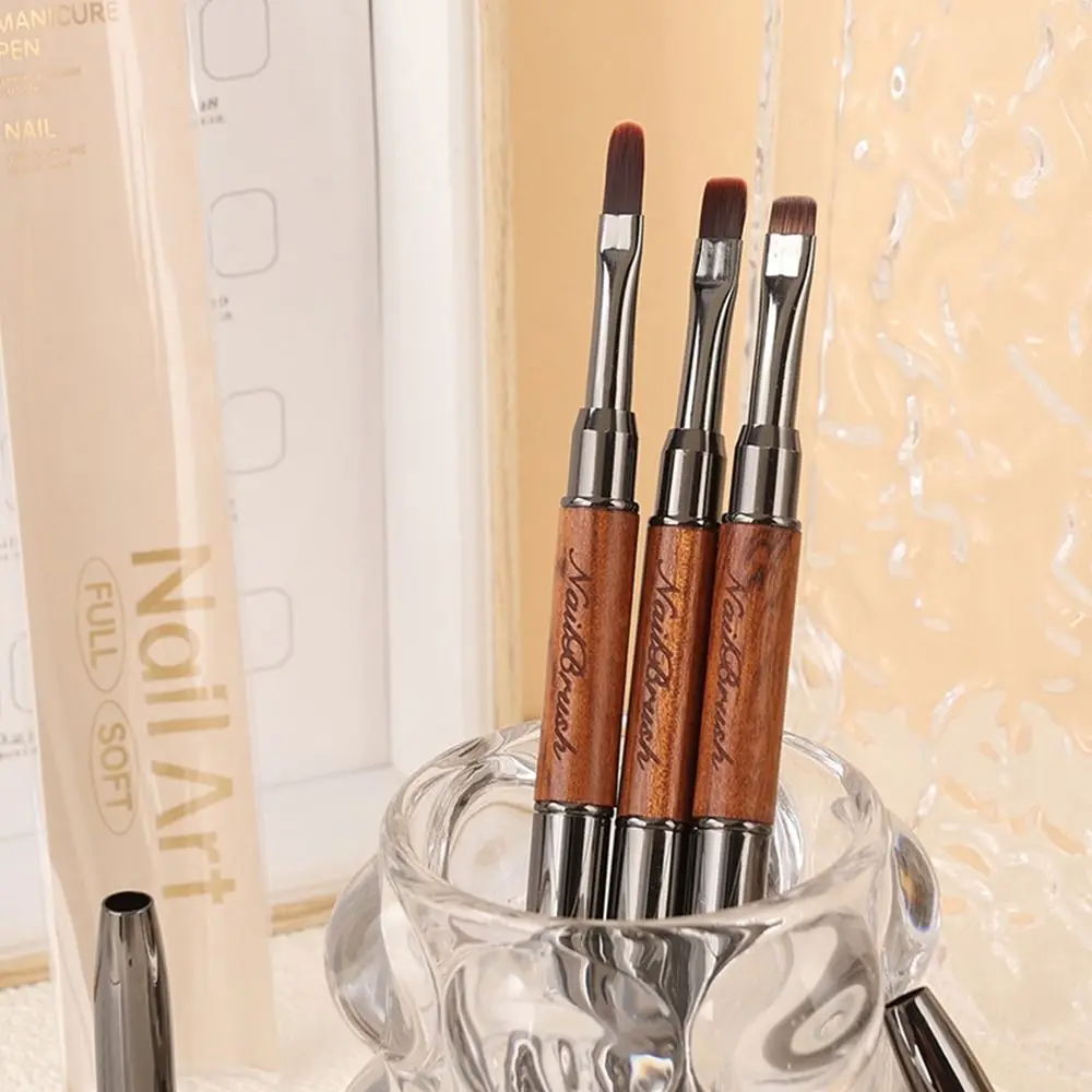 New Sandalwood Pole Nail Art Brush Dual-ended Professional Nail Liner Brush Nail Art Painting Pen Gel Nail Application